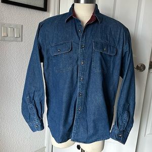 VINTAGE L.L. BEAN FLANNEL LINED DENIM SHIRT JACKET. Sz XL. EXCELLENT CONDITION!